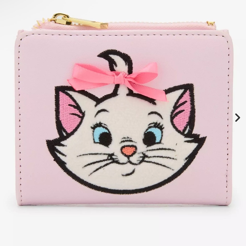 Loungefly X Disney NWT Pink Kitty Face Zip Wallet with Bow